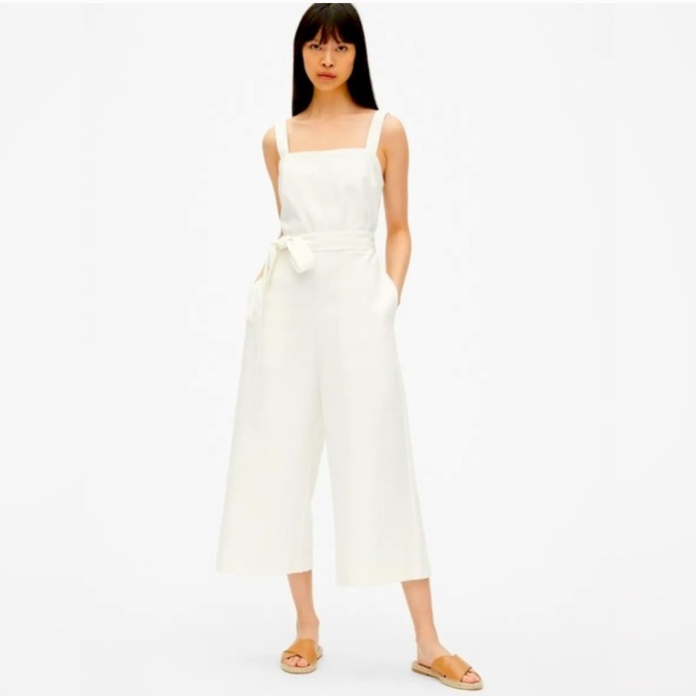 Gap Apron Wide-Leg Jumpsuit in Linen-Cotton in Off-White Size 2